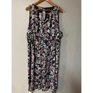 Maurices Floral Sleeveless Midi Dress Women’s Size 3X Black Multicolor Keyhole